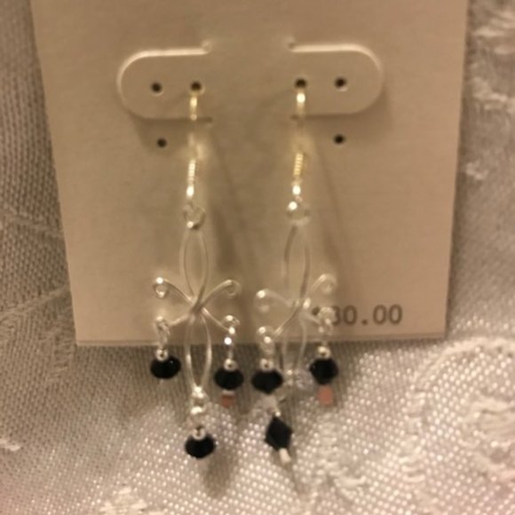 Kohls Sterling silver filigree jet drop earrings - Picture 3 of 6